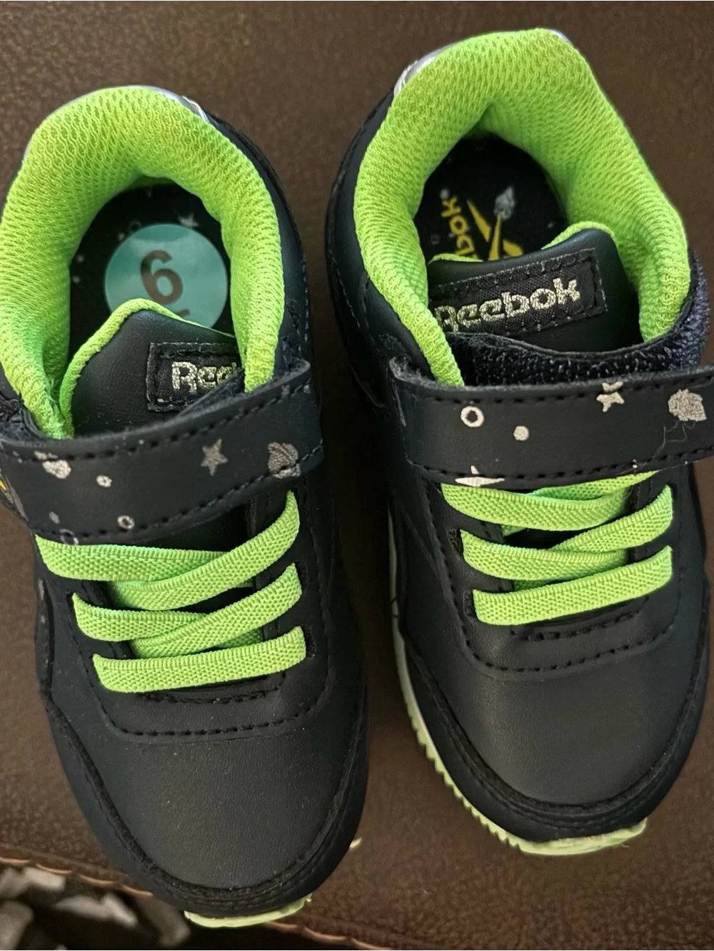 Reebok Kids Black & Bright Green Sneakers